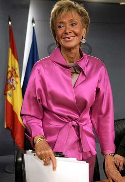 María Teresa Fernández de la Vega, tras el Consejo.