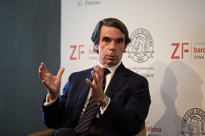 Aznar intervenía en una conferencia en el Círculo Ecuestre en Barcelona, el 22 de febrero.