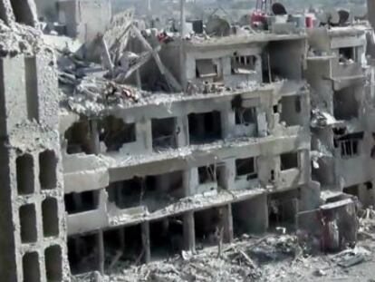 Edificios del barrio de Daraya en Damasco este miércoles.