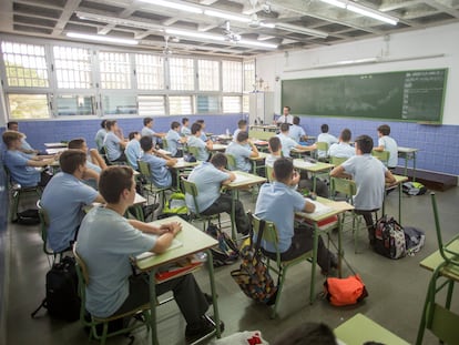 Un aula de un colegio concertado de Sevilla.