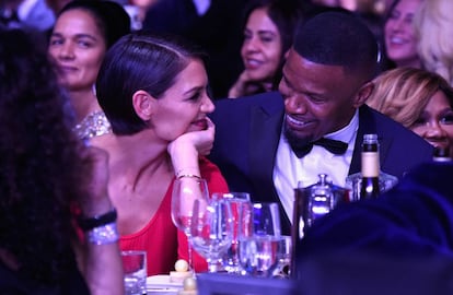 Jamie Foxx y Katie Holmes en enero de 2018 en la fiesta previa a los Premios Grammy.