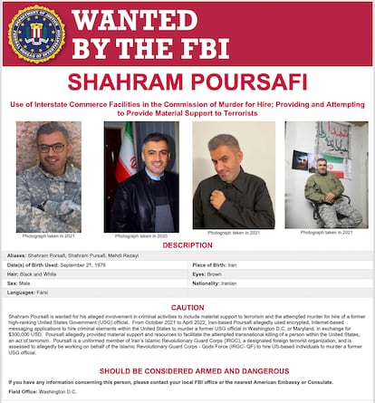 Imagen difundida por el FBI para la busca y captura de Poursafi.