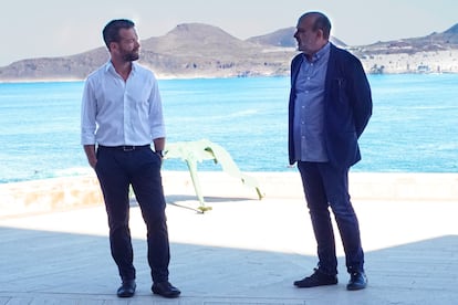 Juan Márquez (izquierda), viceconsejero de Cultura del Gobierno de Canarias, junto a Jorge Perdigón, organizador del Festival Internacional de Música de Canarias