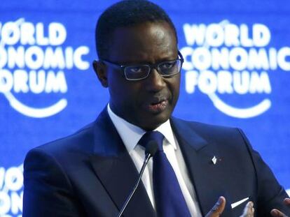 Tidjane Thiam, consejero delegado de Credit Suisse, durante su participación en el Foro de Davos.