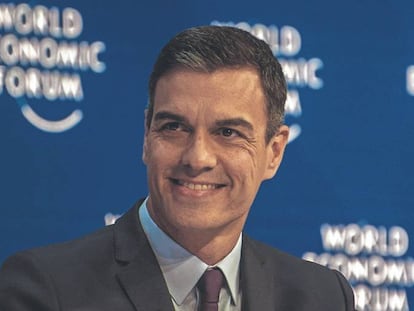 El presidente del Gobierno, Pedro Sánchez, en una edición anterior del Foro Económico Mundial en Davos.