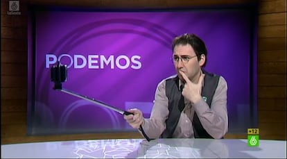 Joaquín Reyes, caracterizado como Monedero en El Intermedio (La Sexta). 