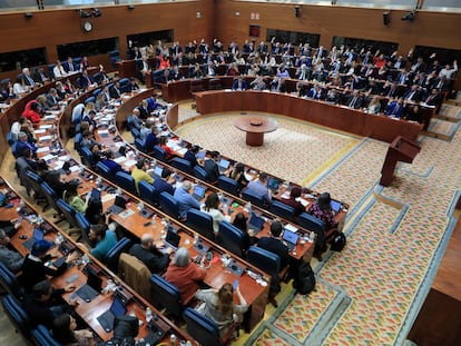 Vista general del pleno de la Asamblea de Madrid.