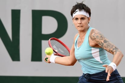 Bolsova, durante su partido de primera ronda en Roland Garros.