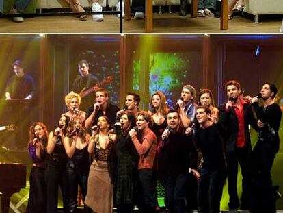 Arriba, <i>La casa de tu vida.</i> Abajo, los chicos de OT1.