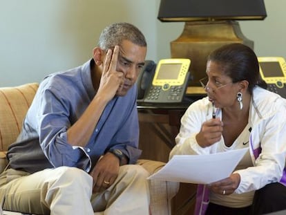 O presidente Barack Obama e sua assessora Susan Rice.