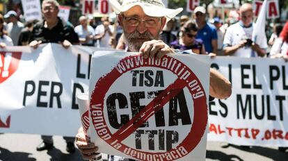 Protesta contra el CETA en Madrid.