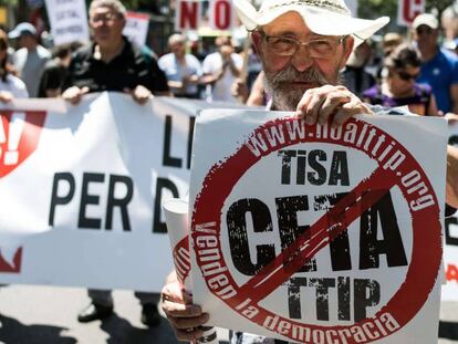 Protesta contra el CETA en Madrid.