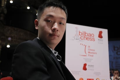 Yi Wei, el pasado sábado en la sala de juego del Teatro Campos Elíseos de Bilbao