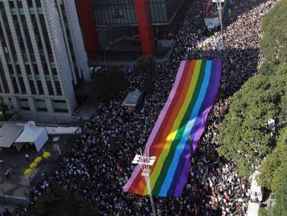 Imagem aérea da av. Paulista em 2017.