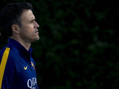 Luis Enrique, a l'entrenament del Barça.