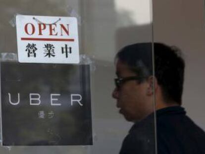 Cartel de Uber en Hong Kong (China).
