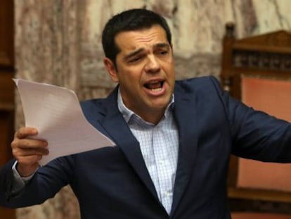 El primer ministro griego, Alexis Tsipras, en el Parlamento en Atenas. 