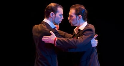 Los hermanos Nicolás y Germán Filipeli, durante una interpretación en el Mundial de Tango en Buenos Aires.