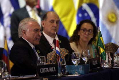 El presidente de Brasil, Michel Temer, durante la cumbre.