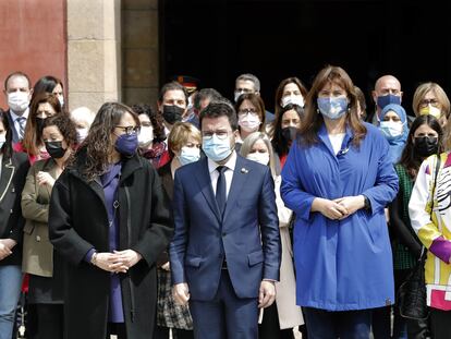 Pere Aragonés, junto a la presidenta del Parlament, Laura Borrás sobre Pegasus