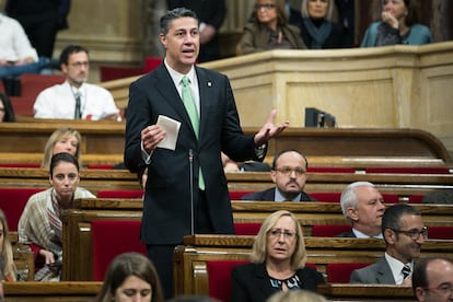 El líder del PP a Catalunya, Xavier García Albiol, durant la seva intervenció al Parlament.