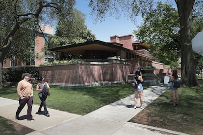 La casa Frederick Robie diseñada por Frank Lloyd Wright, cerca de la Universidad de Chicago.