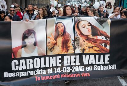 Manifestación el pasado mes de marzo por la desaparición de Caroline del Valle, en 2015.