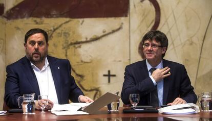 El vicepresident Oriol Junqueras i el president Carles Puigdemont.