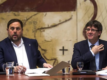 El vicepresident Oriol Junqueras i el president Carles Puigdemont.