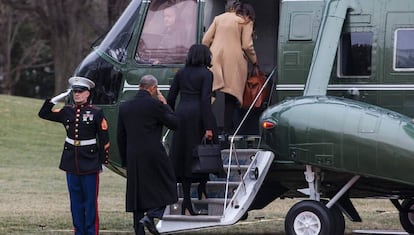 Barack Obama, Michelle Obama y Malia Obama, en Washington, DC.