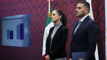 Claudia Sheinbaum y Omar García Harfuch en Ciudad de México, en octubre de 2022.