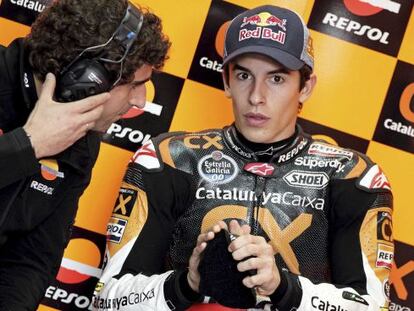 Marc Márquez, en su box del circuito Ricardo Tormo