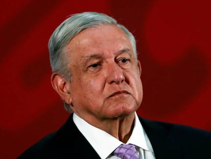 López Obrador en el Palacio Nacional.
