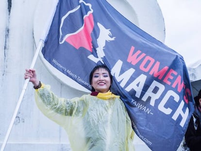 Una manifestante en la Women's Global March de 2019 en Taiwán. Imagen cedida por la organización. 