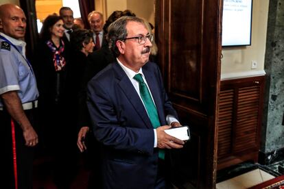 El presidente suplente del Poder Judicial, Rafael Mozo, a su llegada a un acto en el Senado, la semana pasada.