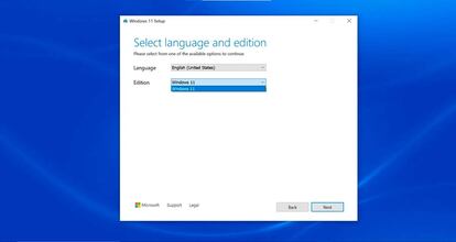Selección de idioma al instalar Windows 11