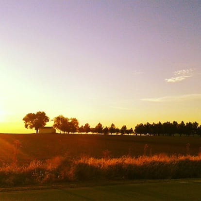 "Atardecer en La Mancha, caminos que el insigne caballero Don Quijote conoce en sus andanzas", escribe en su Instagram @briseidagala.