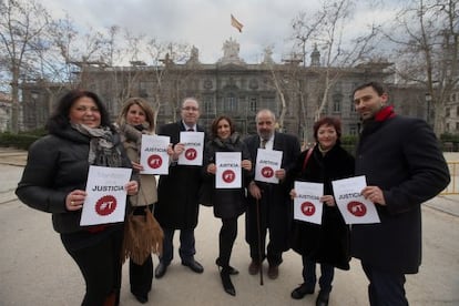 Members of the Twitter Brigade outside Spain’s Supreme Court.