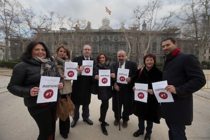 Members of the Twitter Brigade outside Spain&rsquo;s Supreme Court.