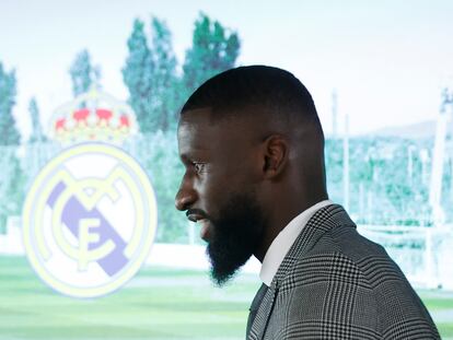 Rüdiger, durante su presentación como nuevo jugador del Real Madrid.