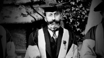 Ramón Menéndez Vidal durante un viaje a Oxford.