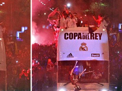 La Copa del Rey se precipita contra el suelo a escasos metros de la Cibeles tras resbalársele a Sergio Ramos.