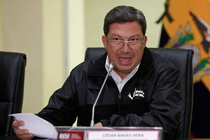 El ministro del Interior ecuatoriano, César Navas, confirma el secuestro.