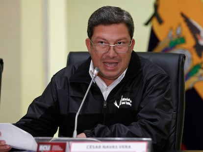 El ministro del Interior ecuatoriano, César Navas, confirma el secuestro. 