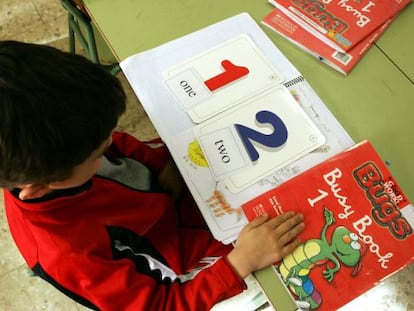 A pupil at a bilingual school in south Madrid.