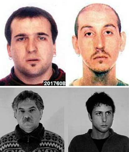 Arriba, de izquierda a derecha, Jon Kepa Preciado y Jon González, detenidos ayer. Abajo, Luis Enrique Garate e Ibon Elorrieta, arrestados el lunes.