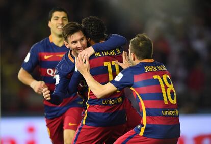 Lionel Messi celebra el uno a cero