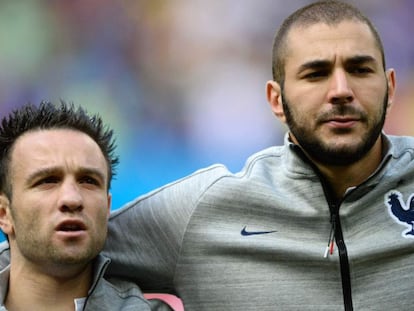 Benzema y Valbuena, en 2014. 