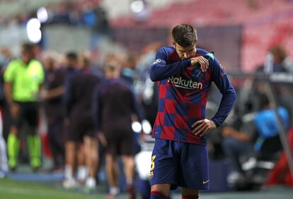 Gerard Piqué, al finalizar el encuentro de cuartos de final de la Champions contra el Bayern (2-8).