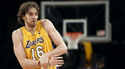 Pau Gasol, durante el partido ante los Celtics.